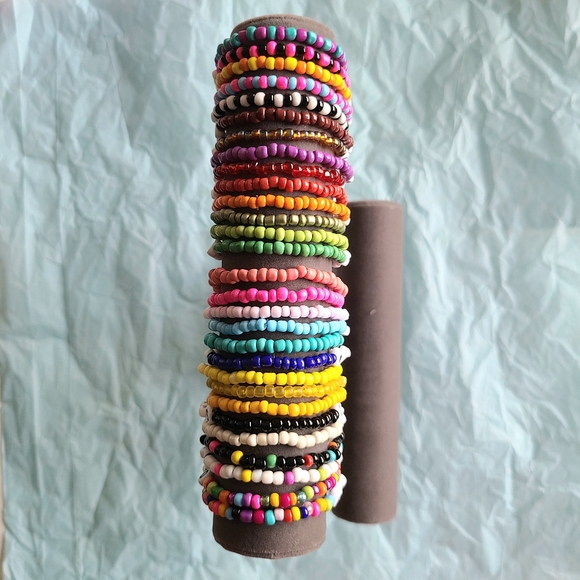 Custom Name Seed Bead Bracelet Set - Picture 8 of 9